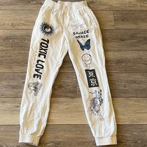 White adika sweatpants size small